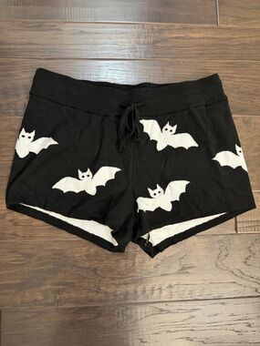 Beach Riot Black Knit Women’s Bat-Print Athletic Shorts